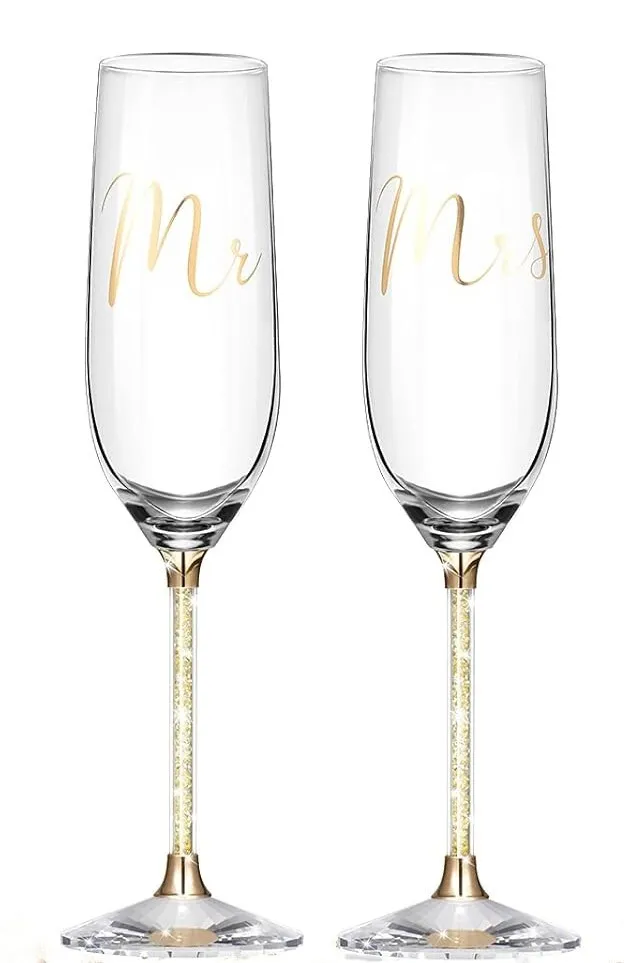 Yellow Diamond Toasting Flutes