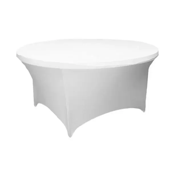 White 132" Round Spandex Tablecloth