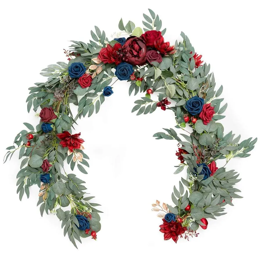 Burgundy and Navy 6' Garland