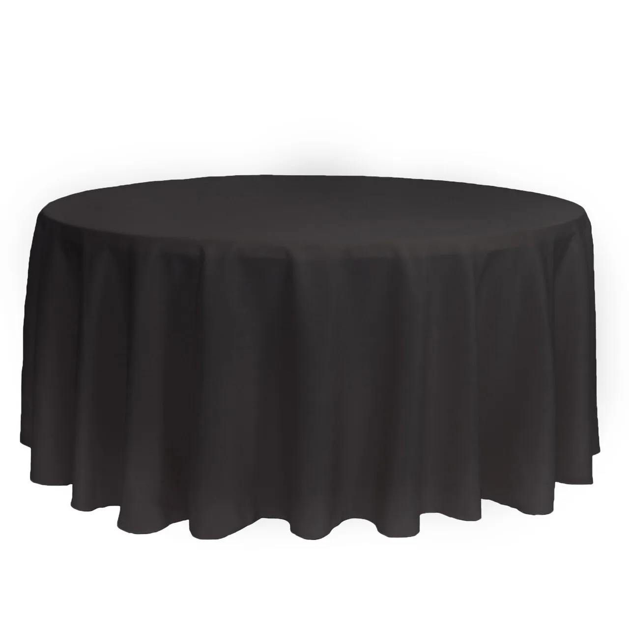 132" Round Black Polyester Tablecloth