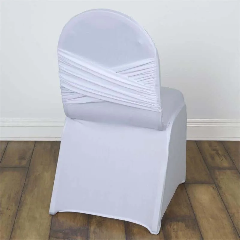 White Spandex Banquet Chair Cover - Criss Cross Back