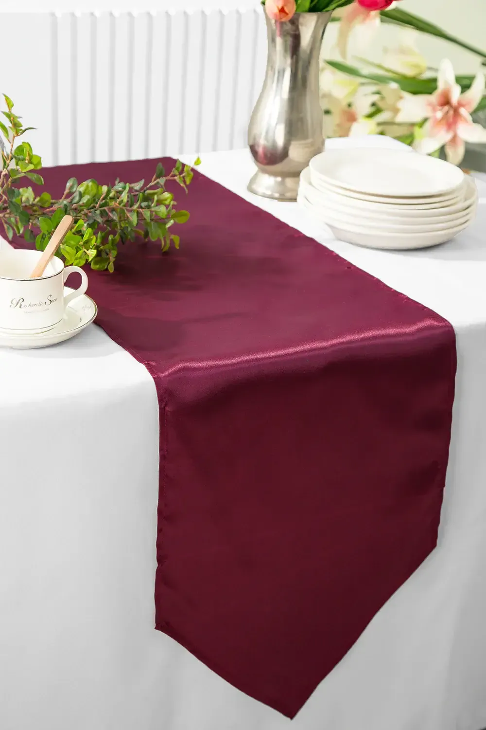 Burgundy Satin Table Runners