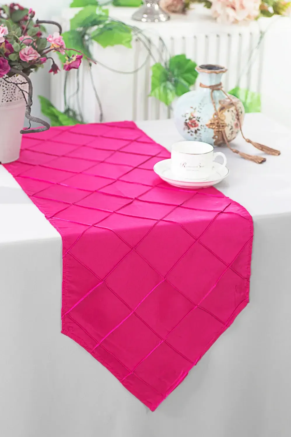 Fuchsia Pintuck Table Runners