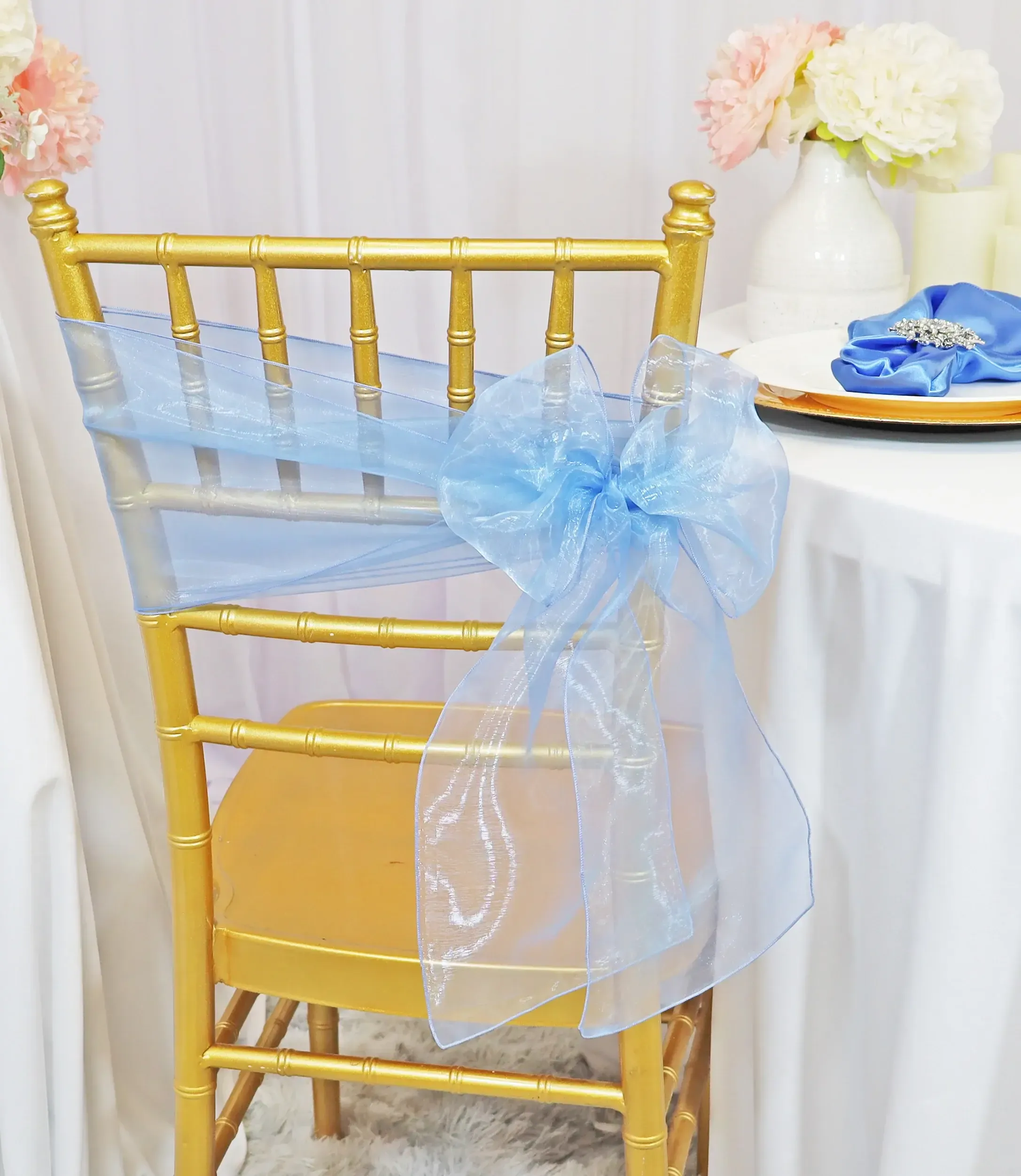 Periwinkle/Cornflower Blue Organza Sashes