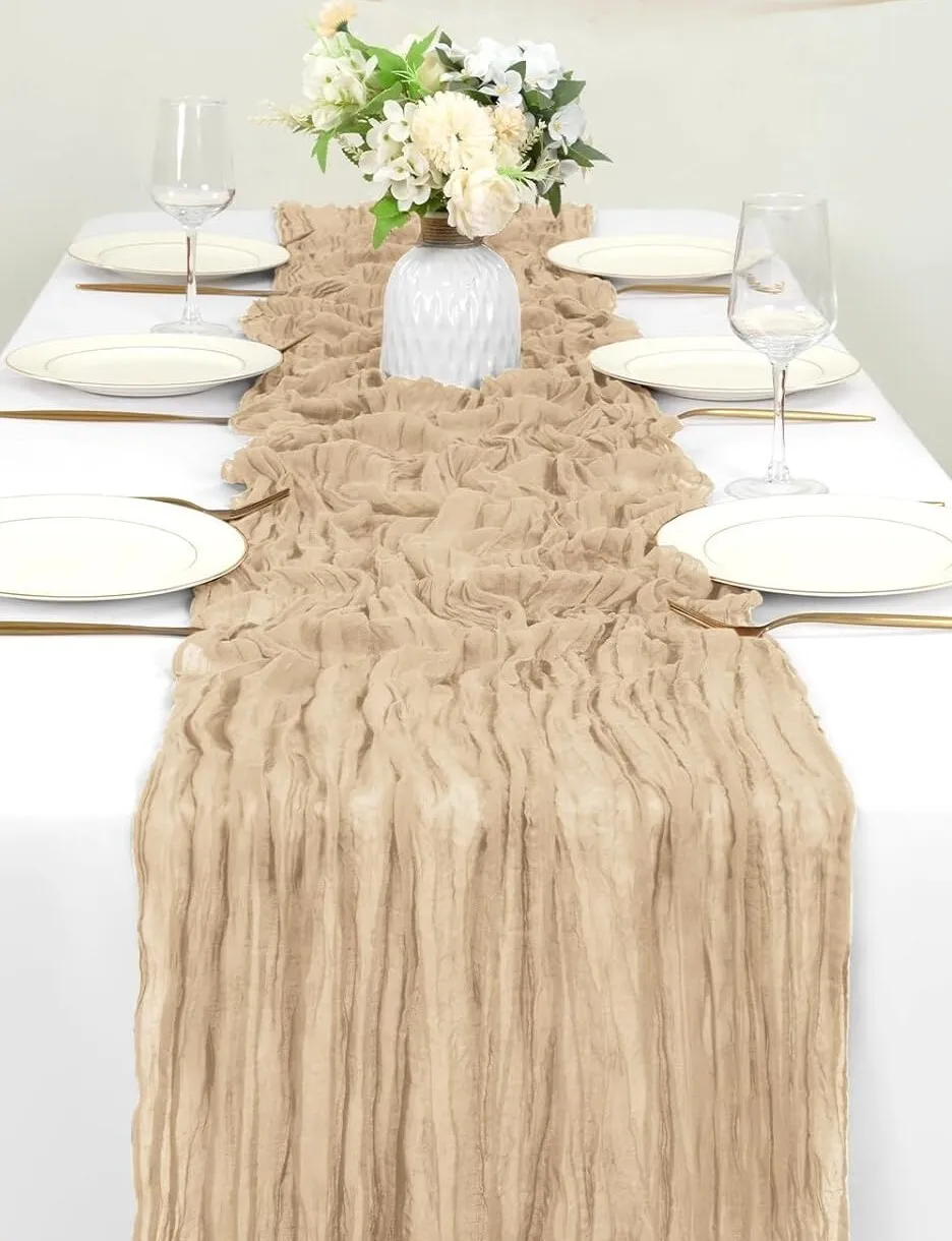 Beige Cheesecloth Table Runners