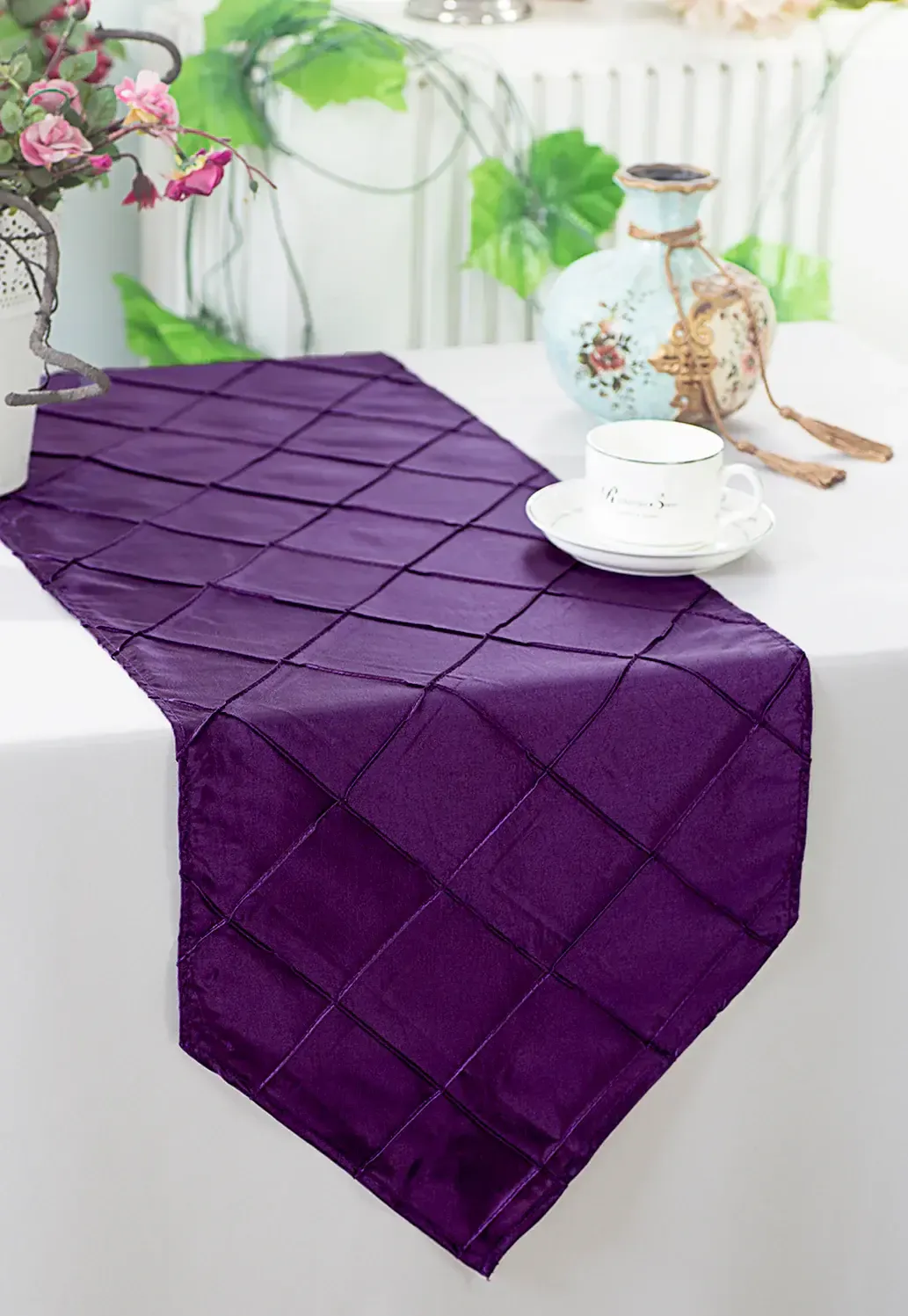 Eggplant Pintuck Table Runners