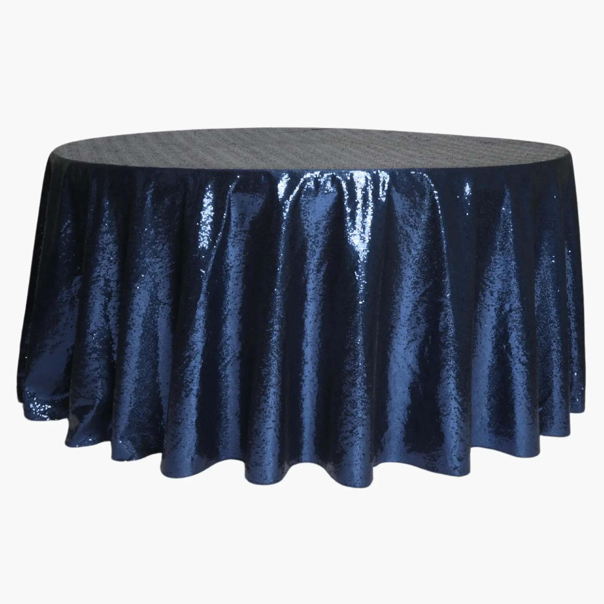 120" Round Navy Blue Sequin Tablecloth