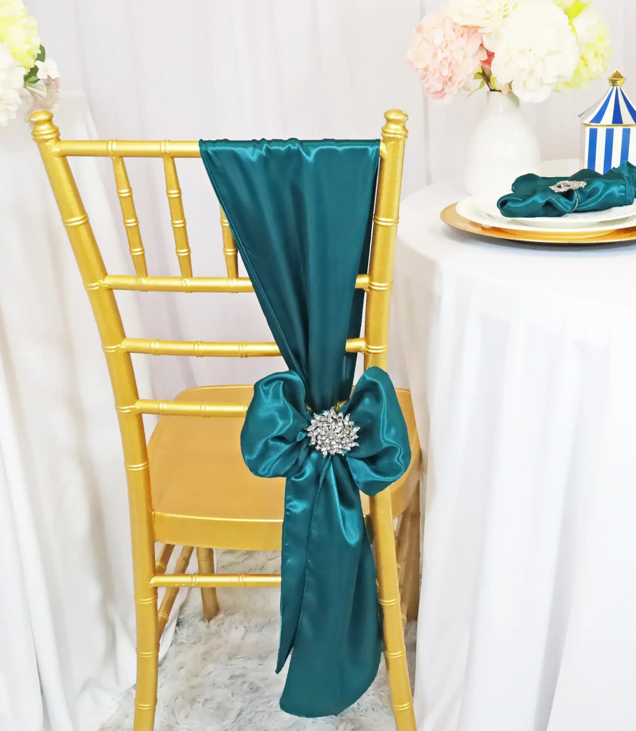 Peacock Blue Satin Sashes