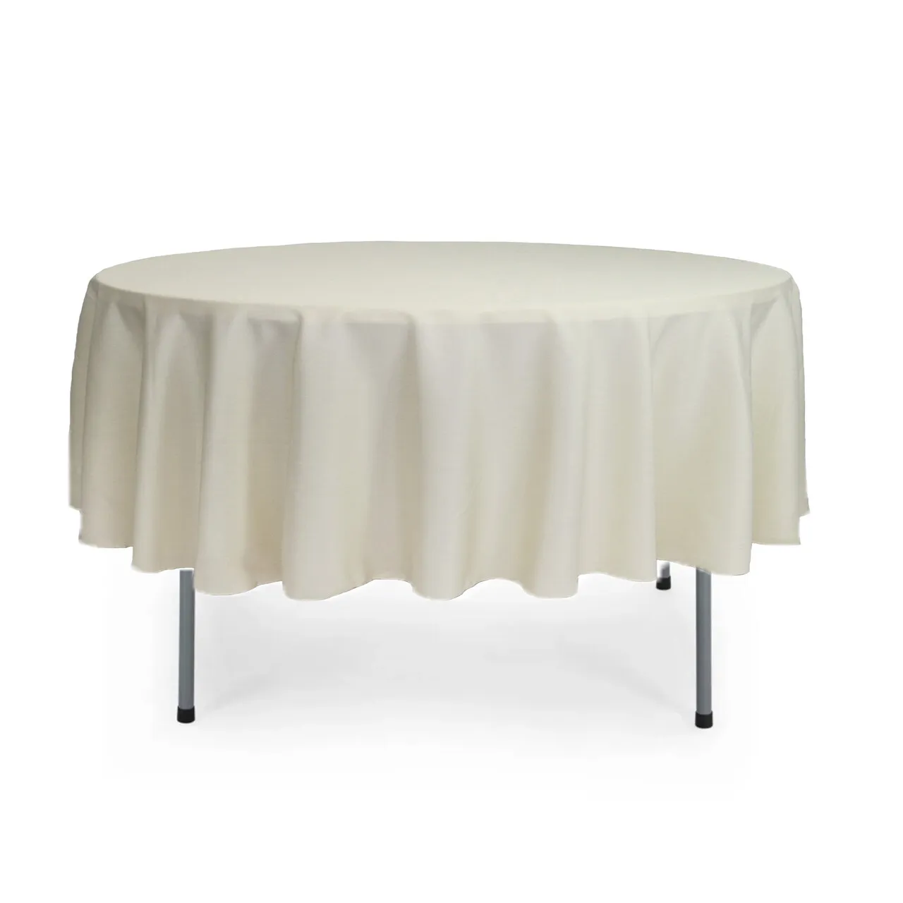 90" Round Ivory Polyester Tablecloth