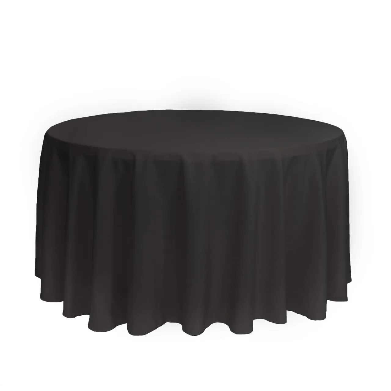 120" Round Black Polyester Tablecloth
