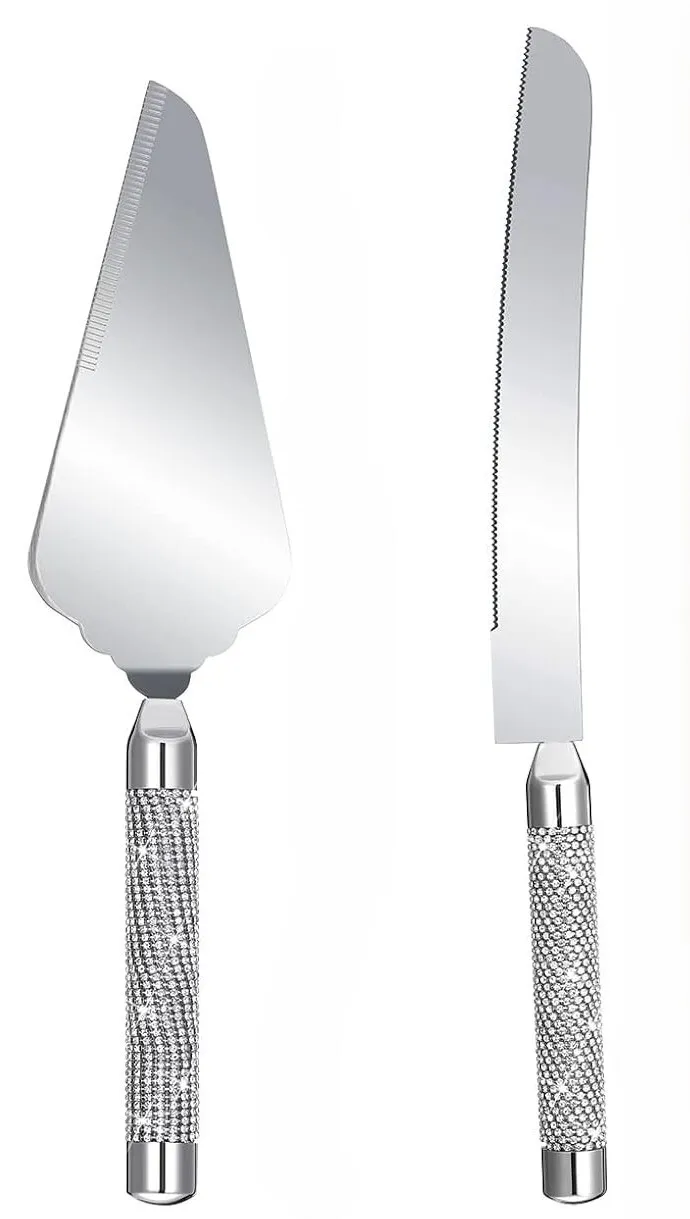 Silver Bling Cake Cutting Set