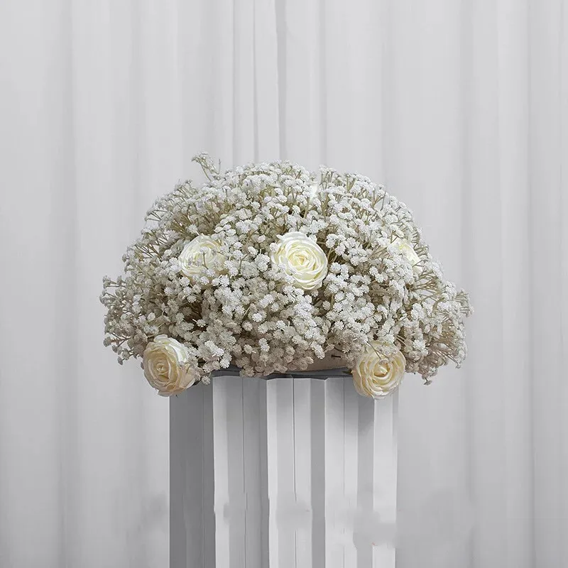 Baby's Breath w White Roses Arrangement - Medium