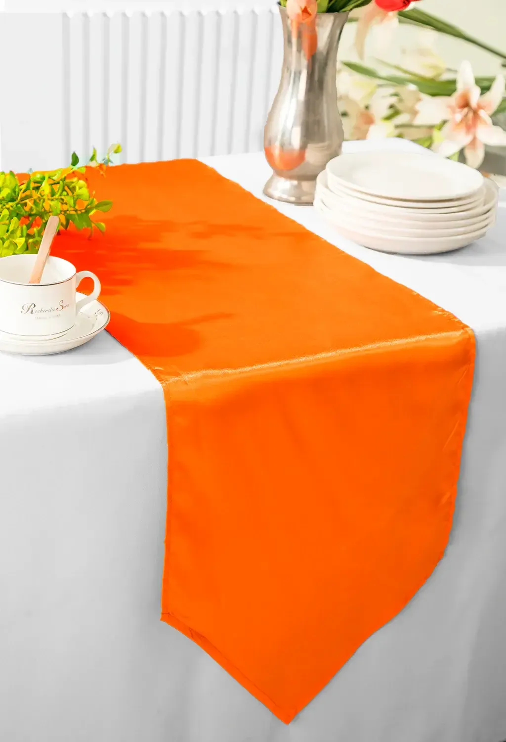 Orange Satin Table Runners