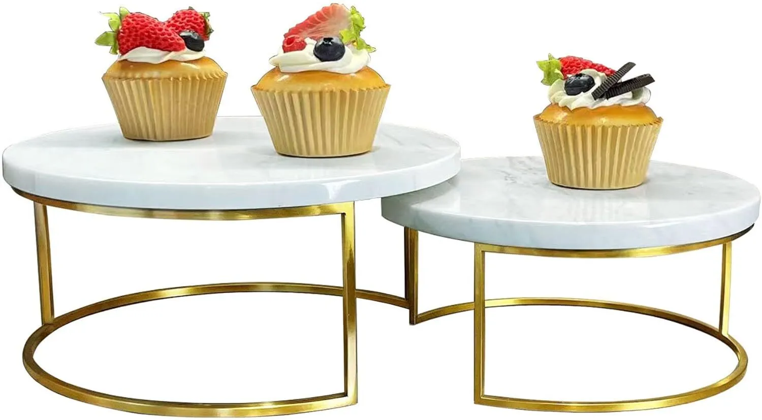 White Marble and Gold Platter Set