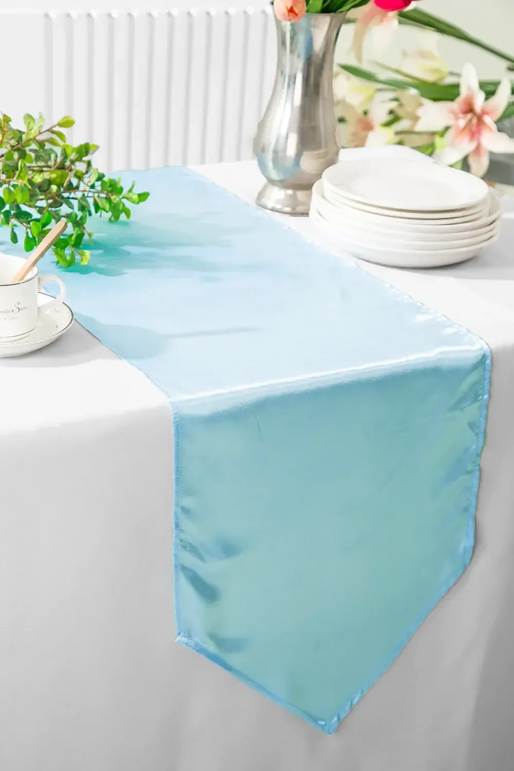 Baby Blue Satin Table Runners