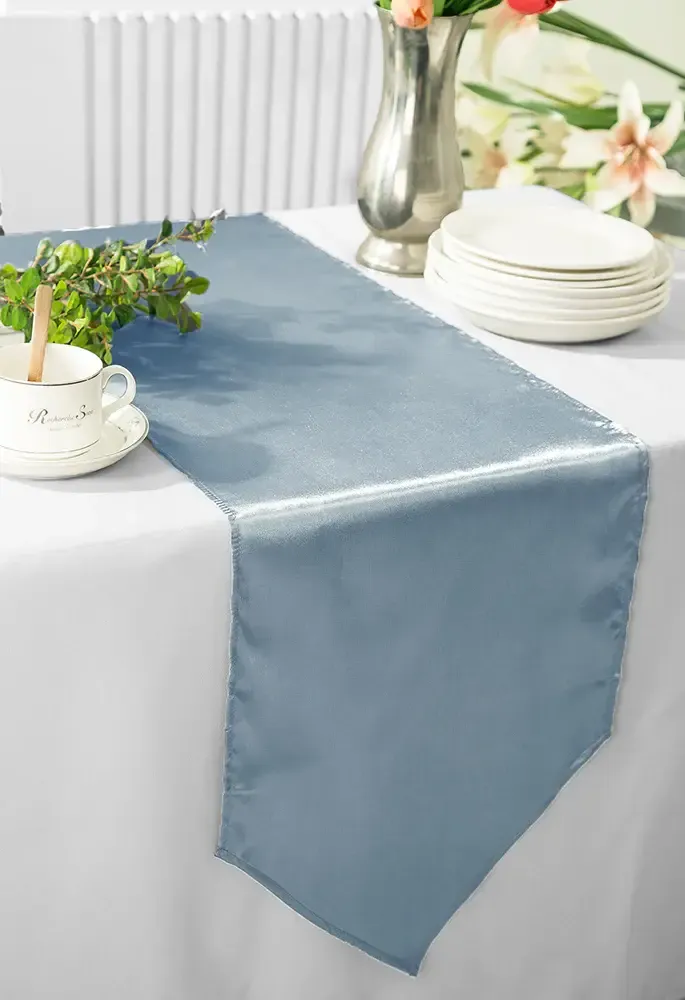 Dusty Blue Satin Table Runners
