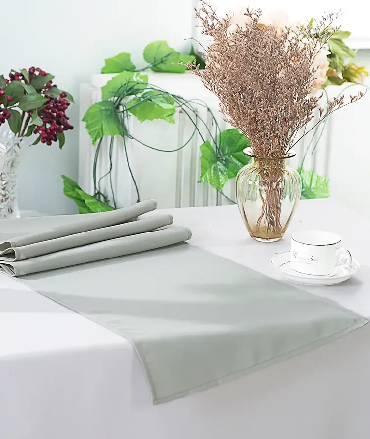 Silver Polyester Table Runner