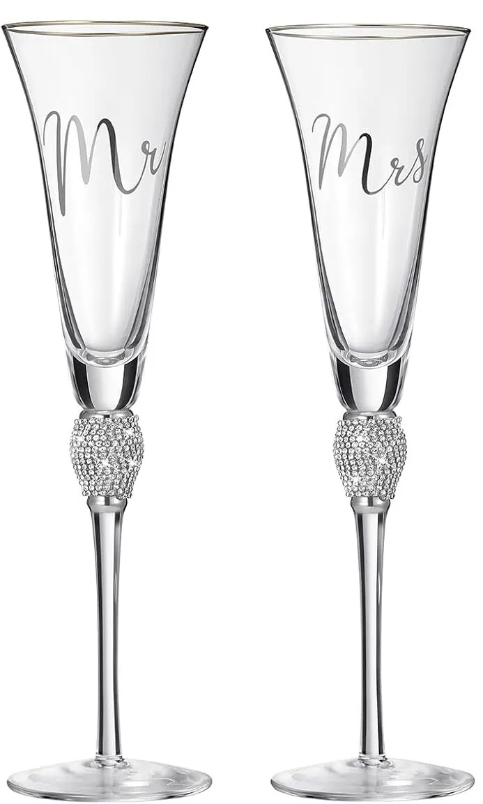 Silver Bling Toasting Flutes