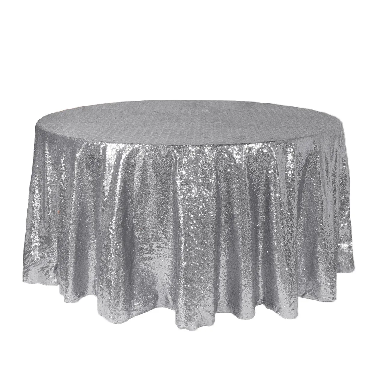120" Round Silver Sequin Tablecloth