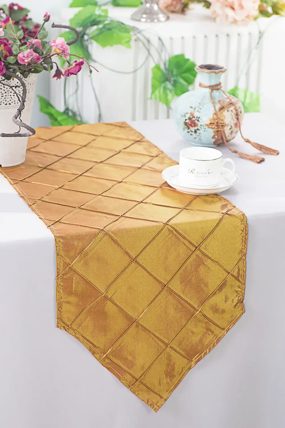 Gold Pintuck Table Runners
