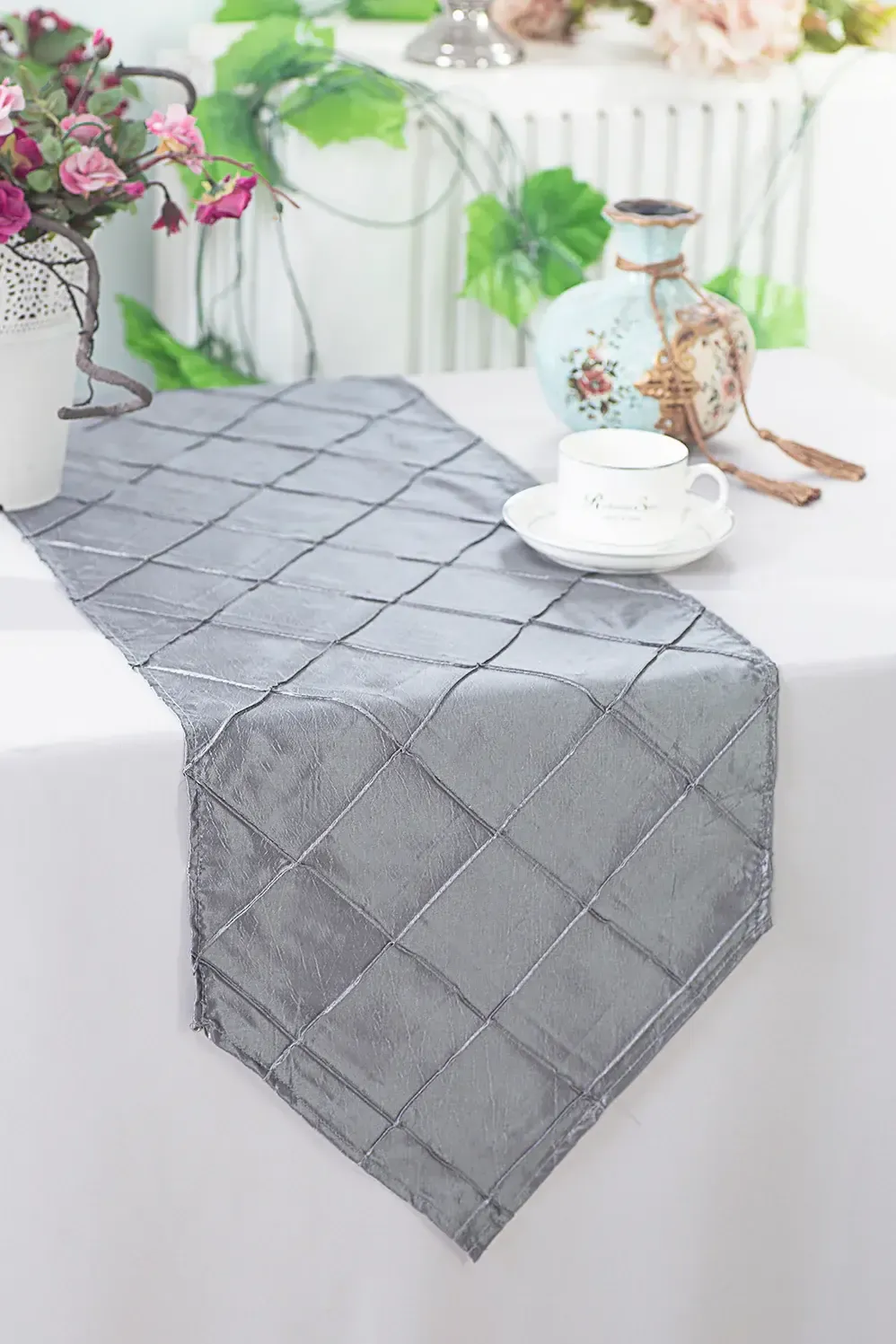 Silver Pintuck Table Runners