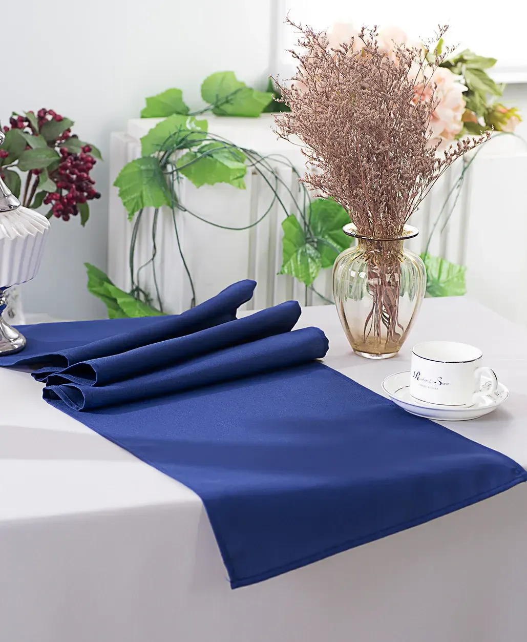 Navy Blue Polyester Table Runners