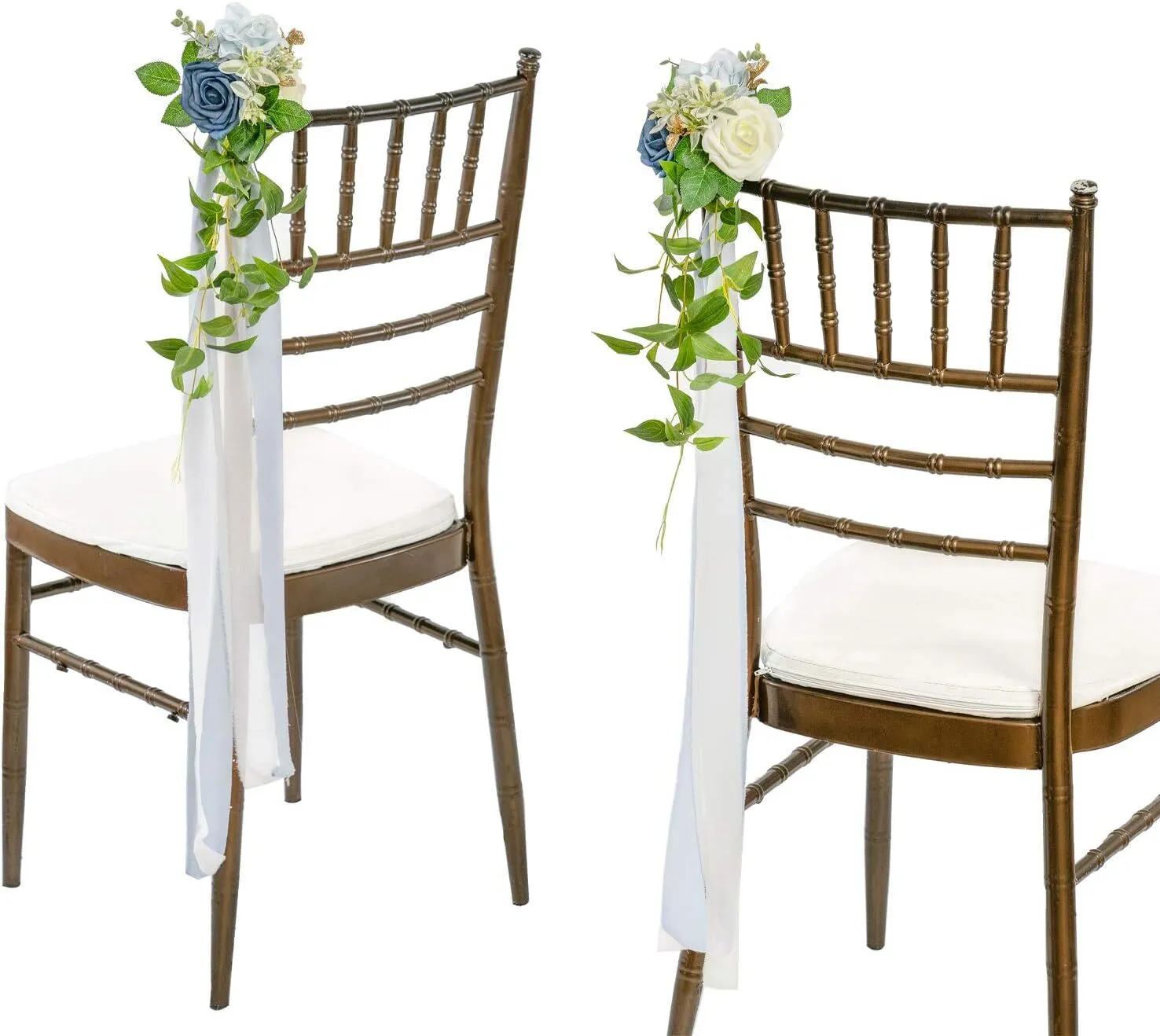 Dusty Blue and Navy Aisle Flowers