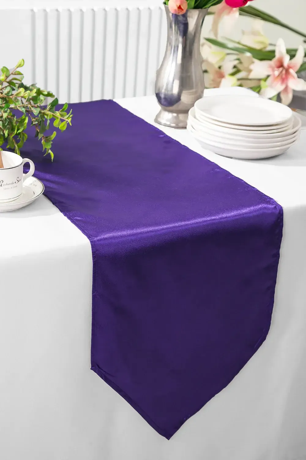 Regency Purple Satin Table Runners