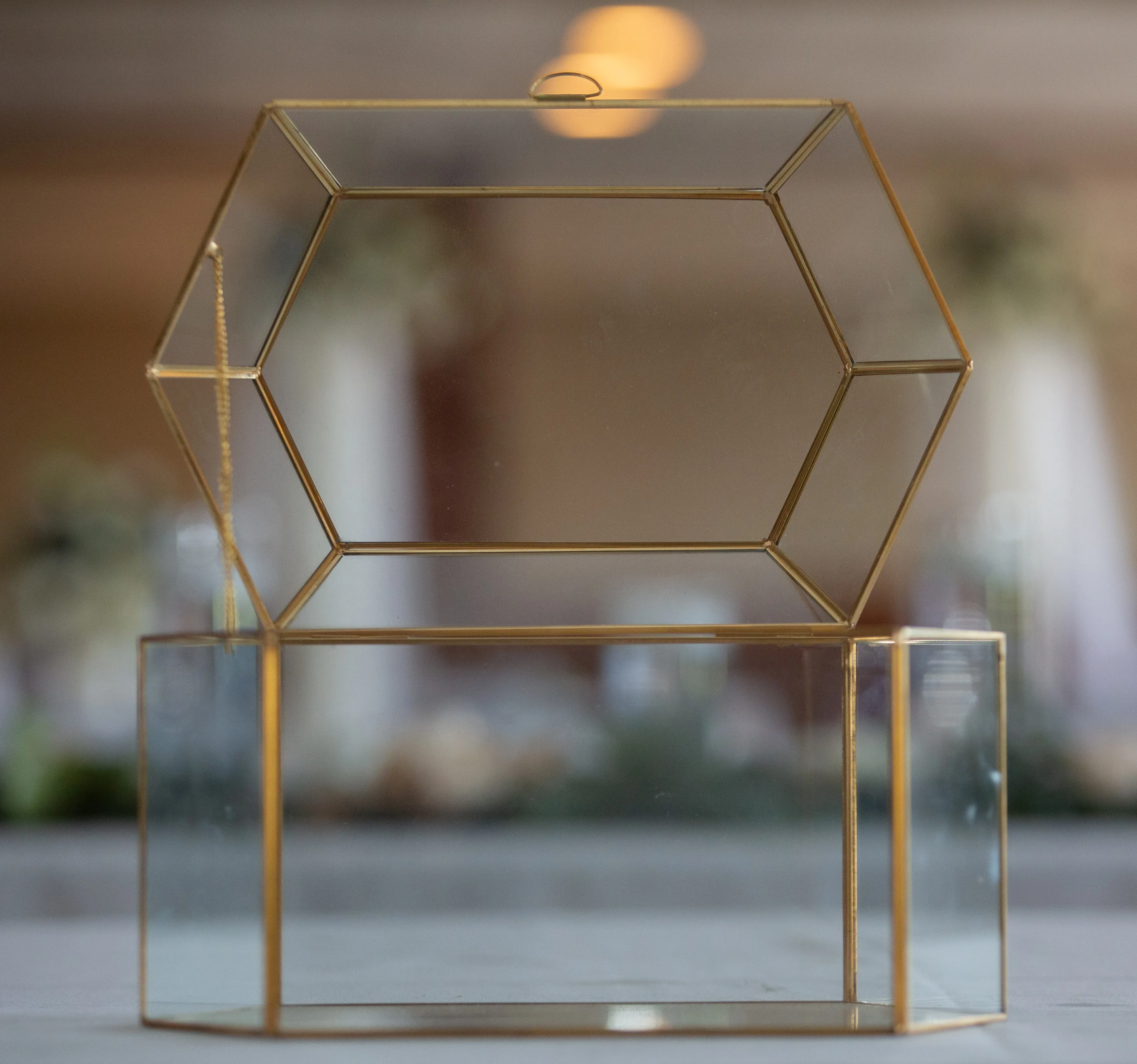 Glass Gold Treasure Chest Card Box