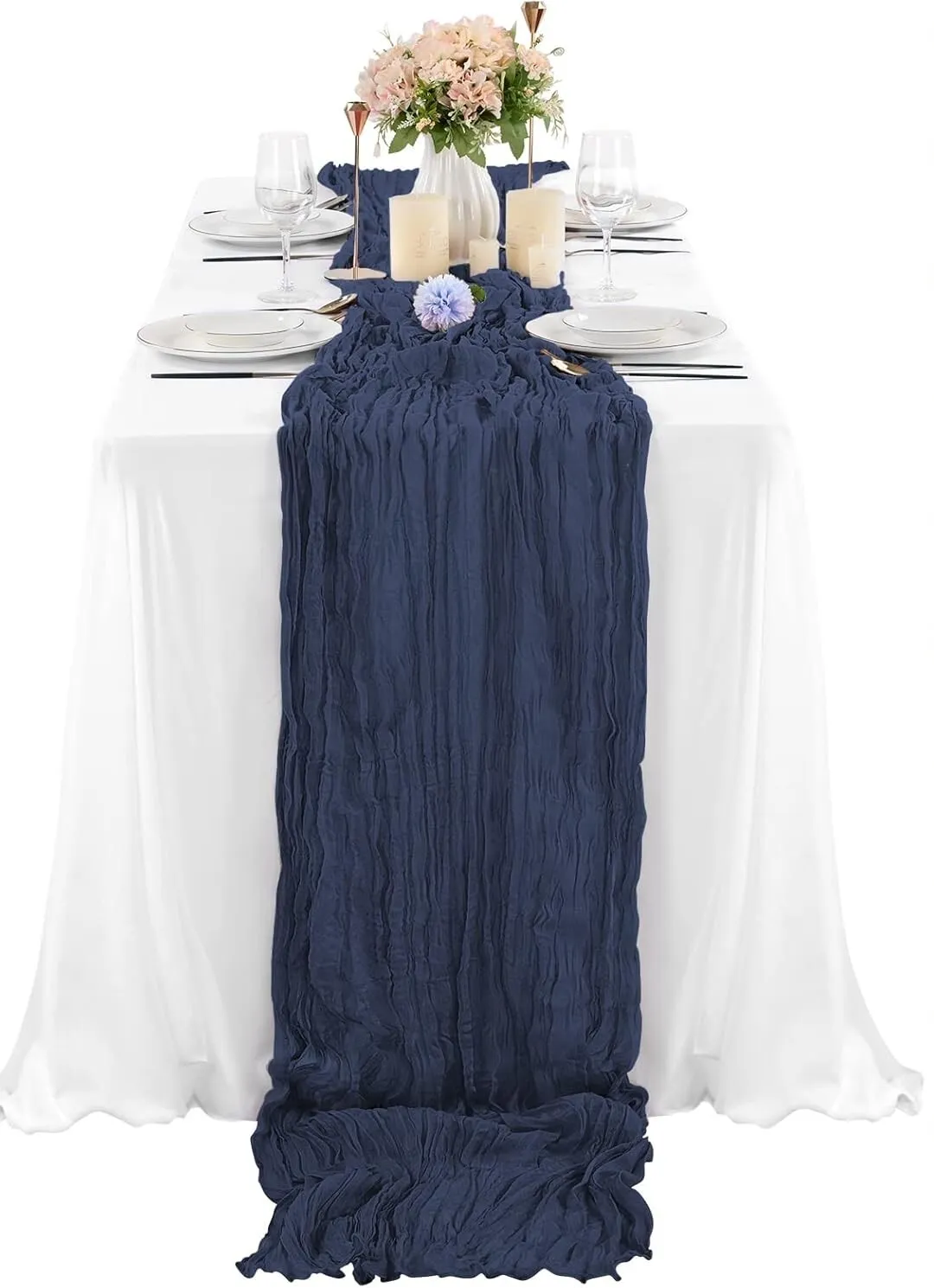 Navy Blue Cheesecloth Table Runners