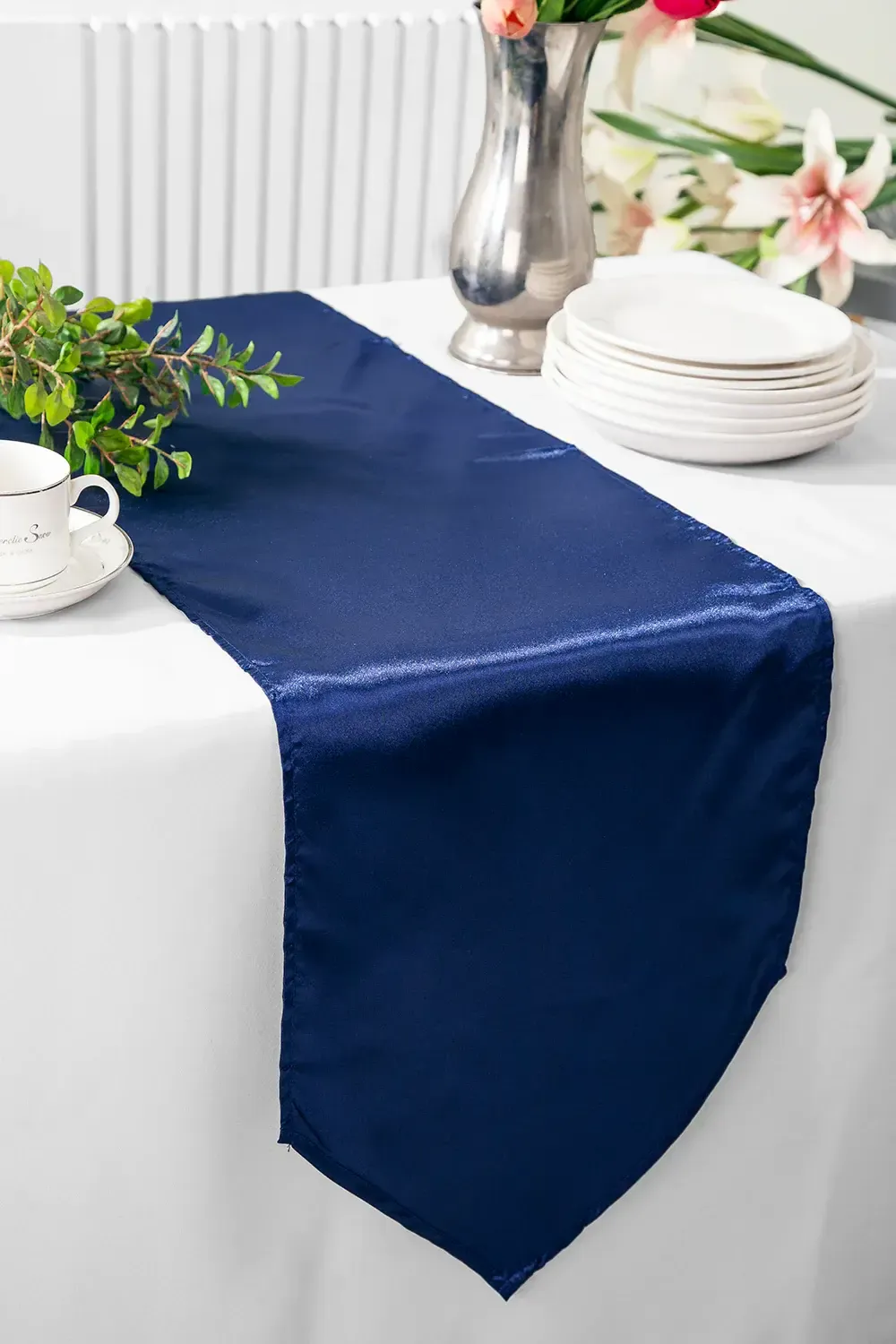 Navy Blue Satin Table Runners