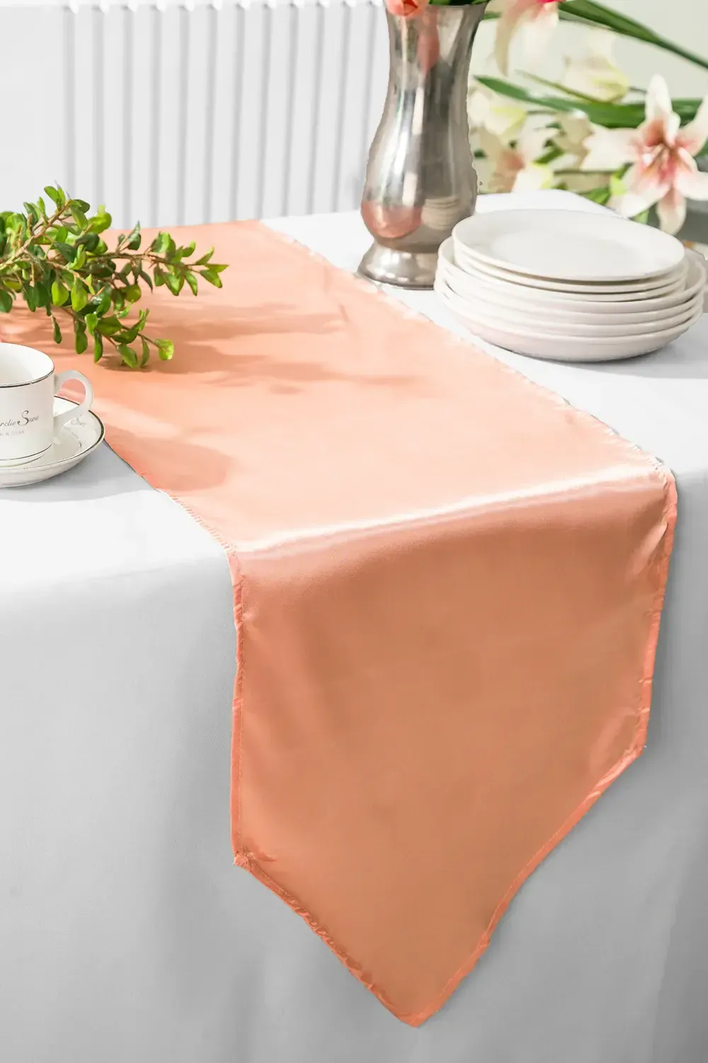 Peach Satin Table Runners