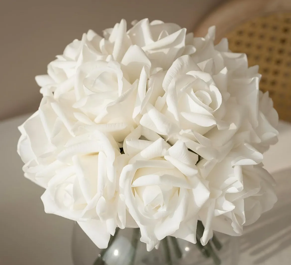 Real Touch White Roses