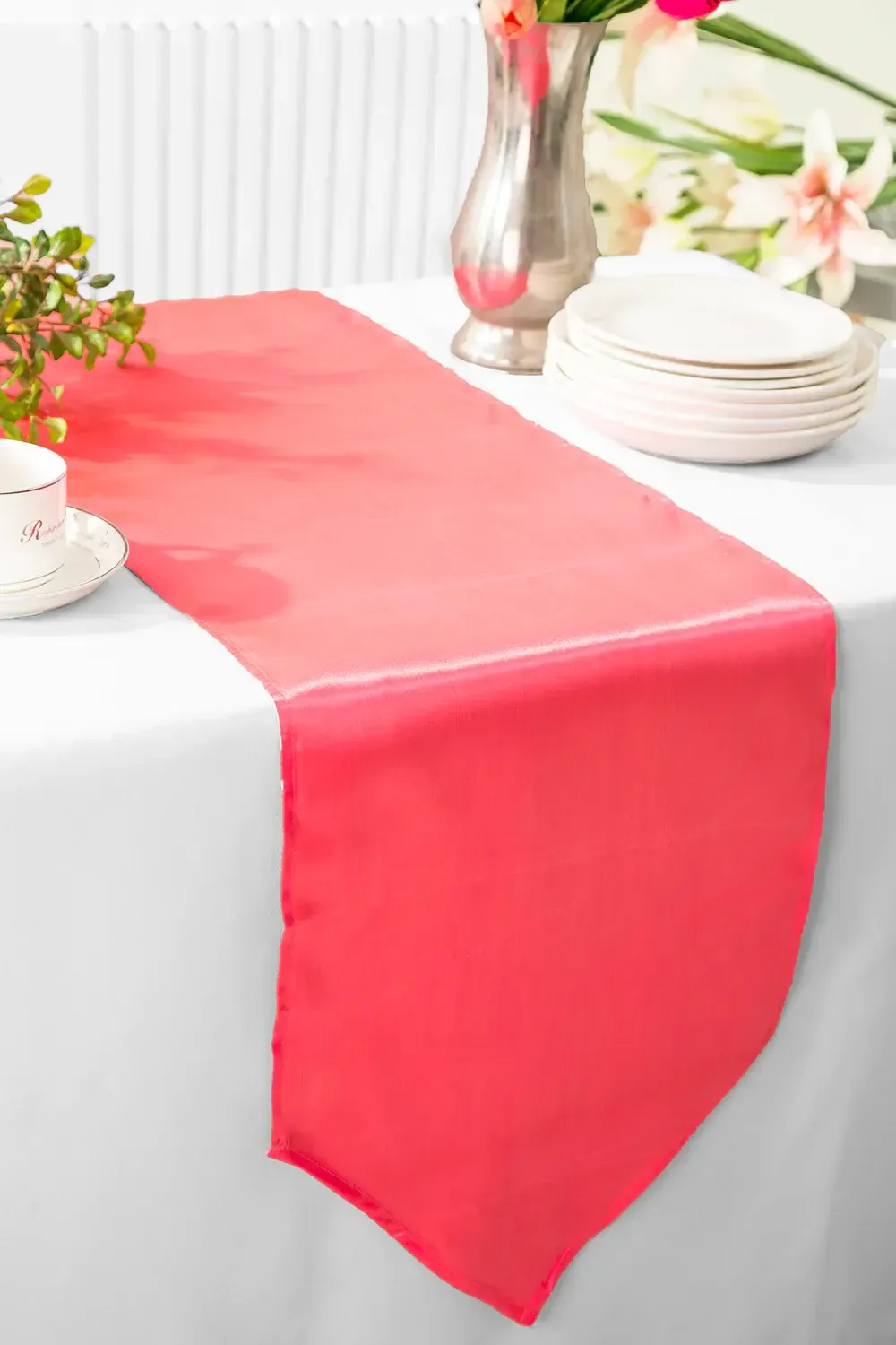 Coral Satin Table Runners