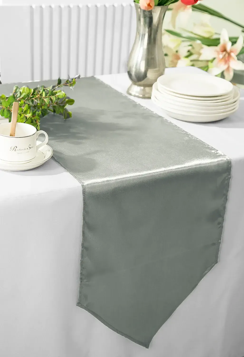 Silver Satin Table Runners