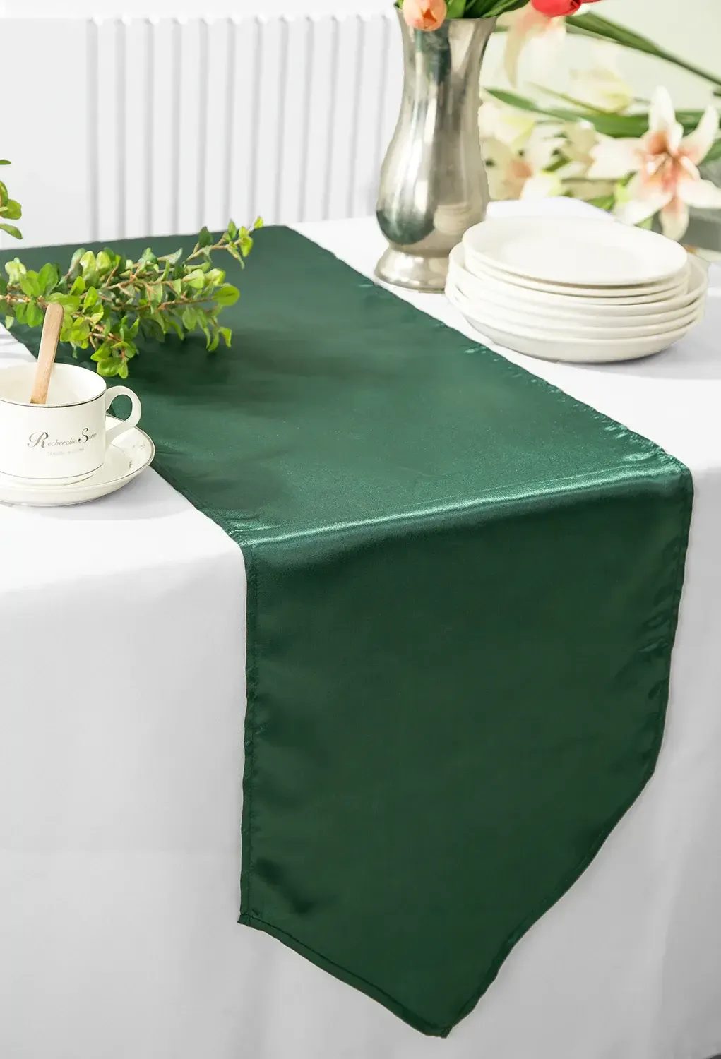 Forest/Hunter Green Satin Table Runners