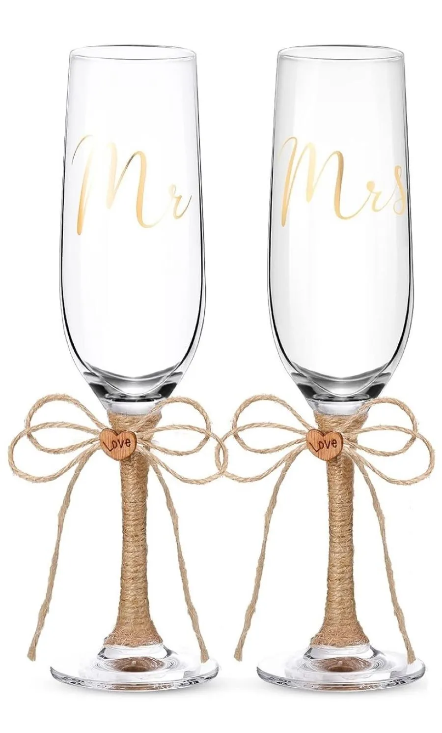 Burlap and Bows Toasting Flutes