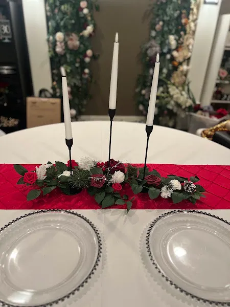 Black Candlesticks with Winter Garland