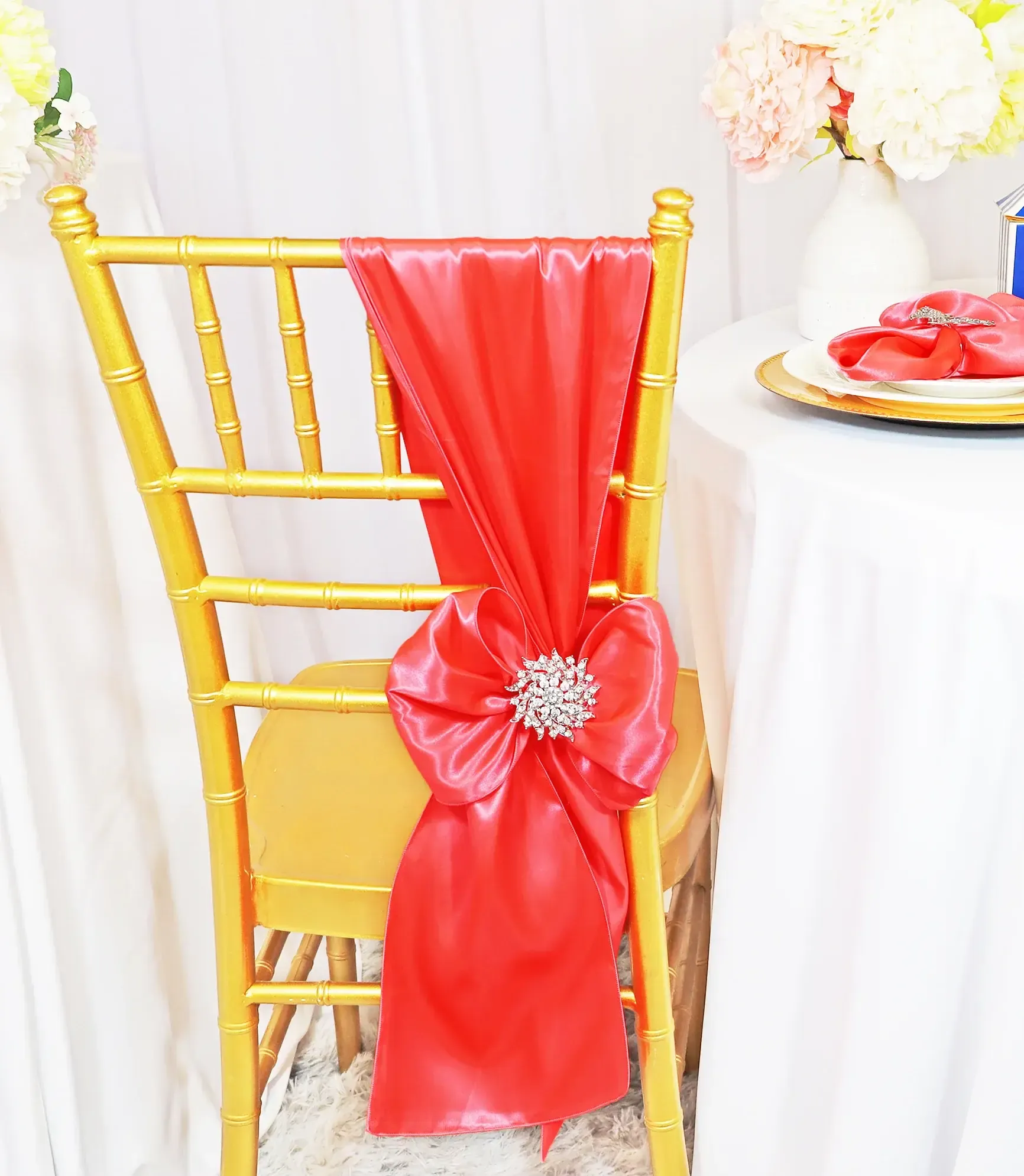 Coral Satin Sashes