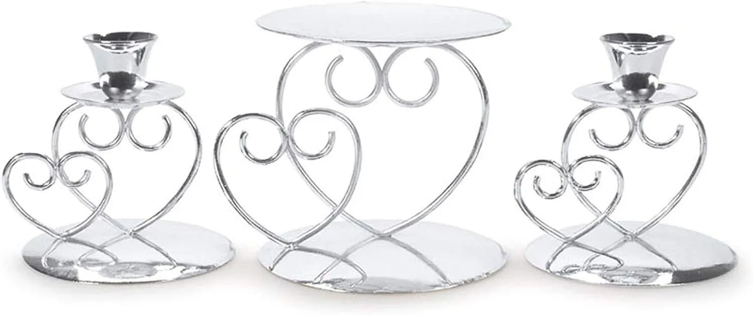 Silver Heart Unity Candle Set