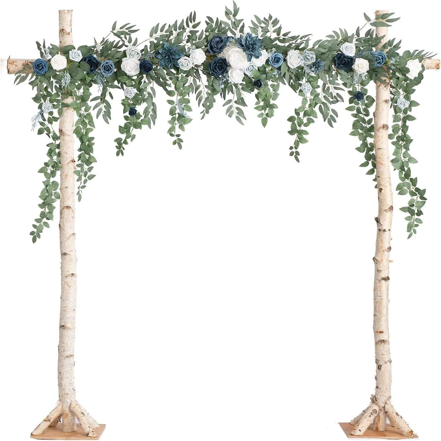 6.5' Hanging Eucalyptus Garland - Dusty Blue and Navy