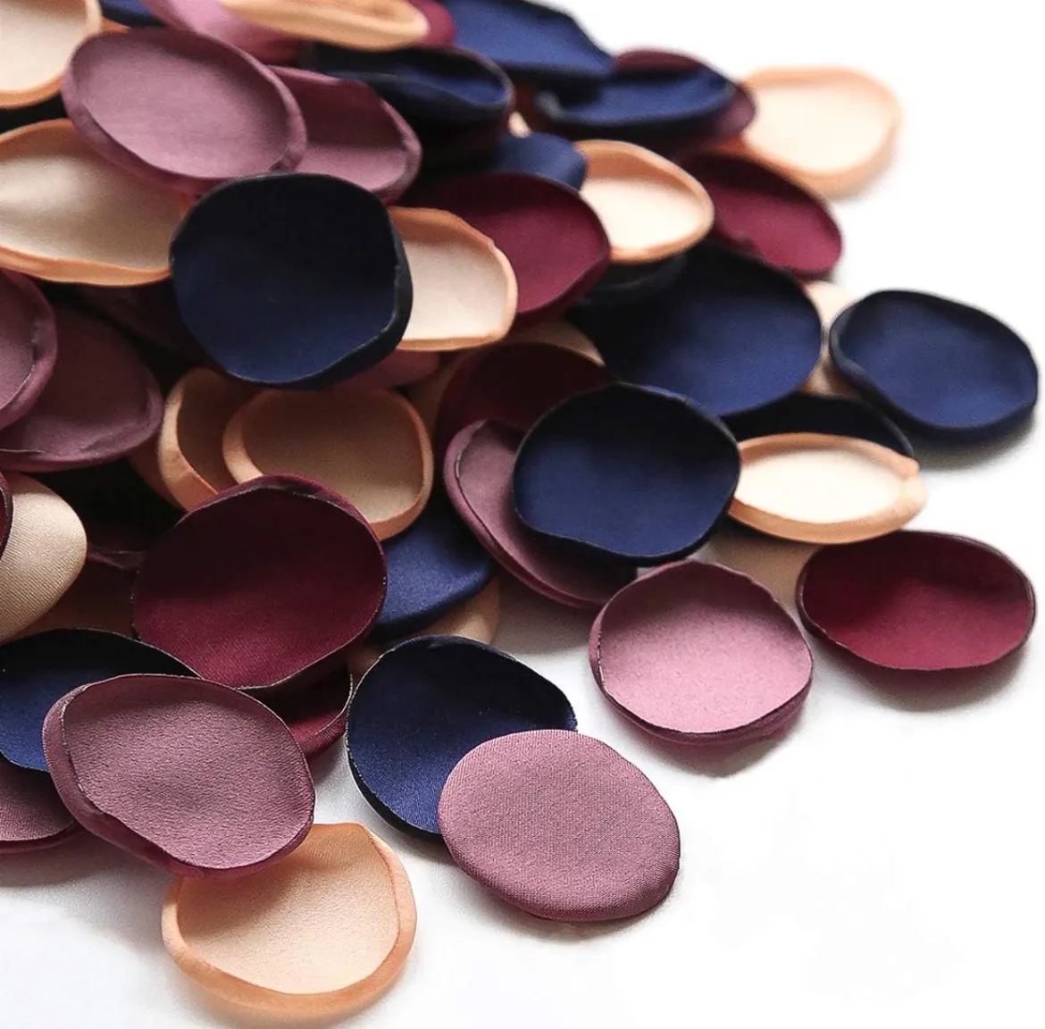 Burgundy and Navy Silk Flower Petals