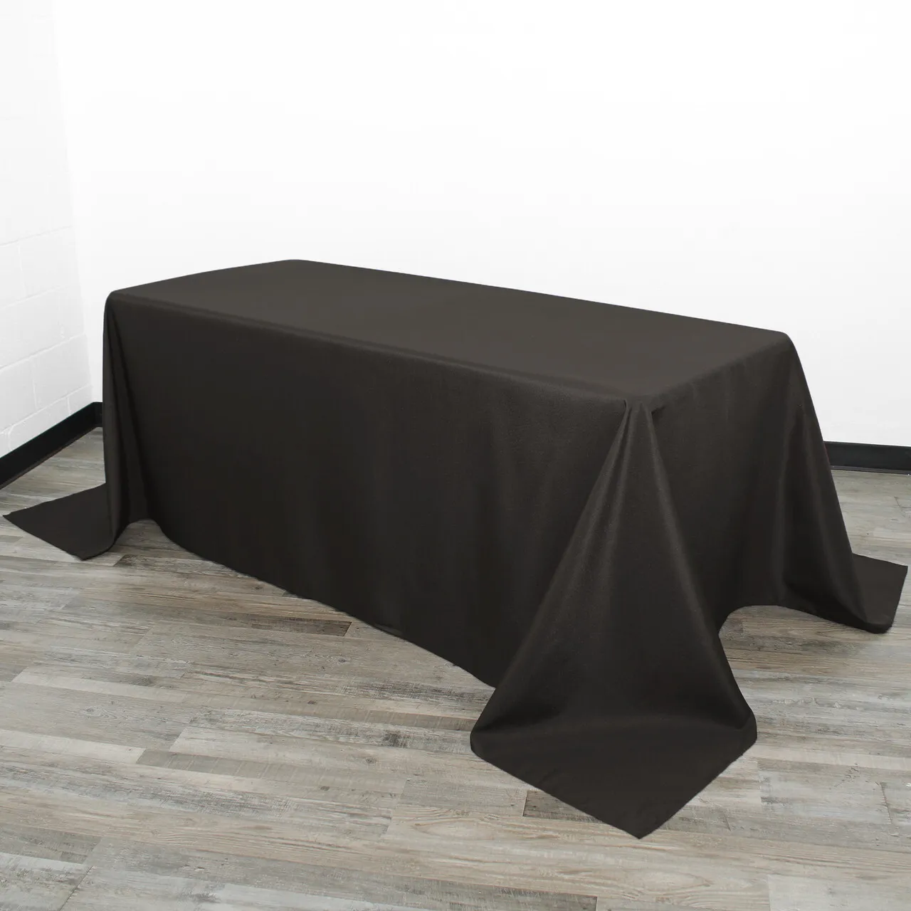 90"x156" Rectangle Black Polyester Tablecloth