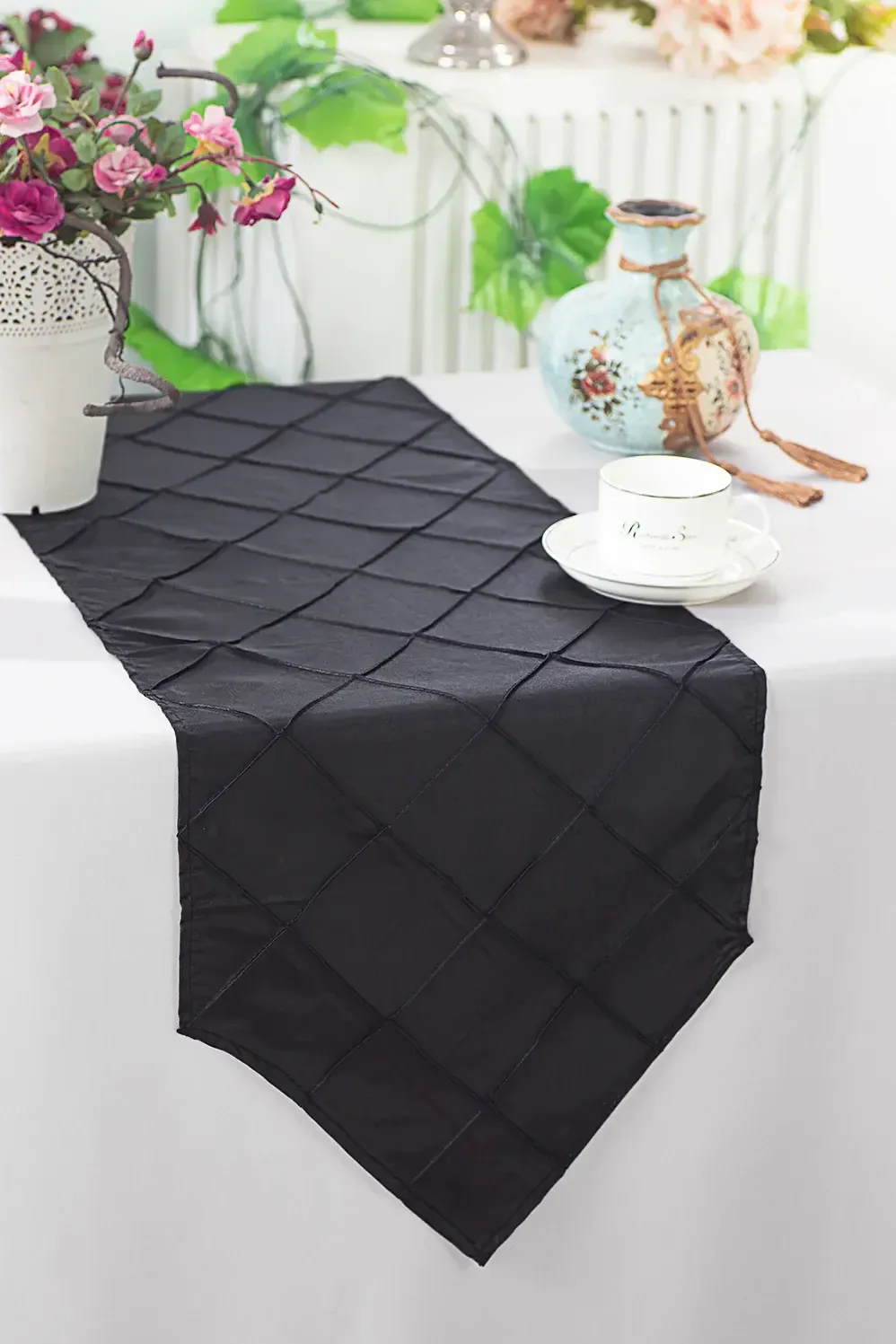 Black Pintuck Table Runners