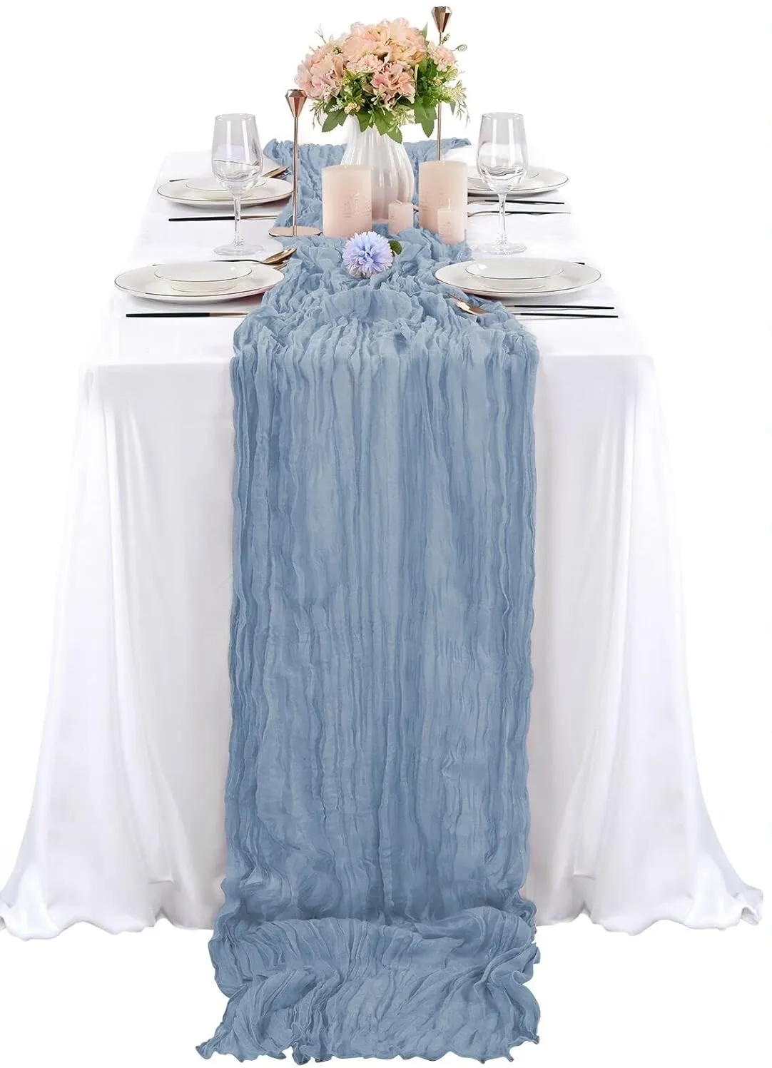 Dusty Blue Cheesecloth Table Runners