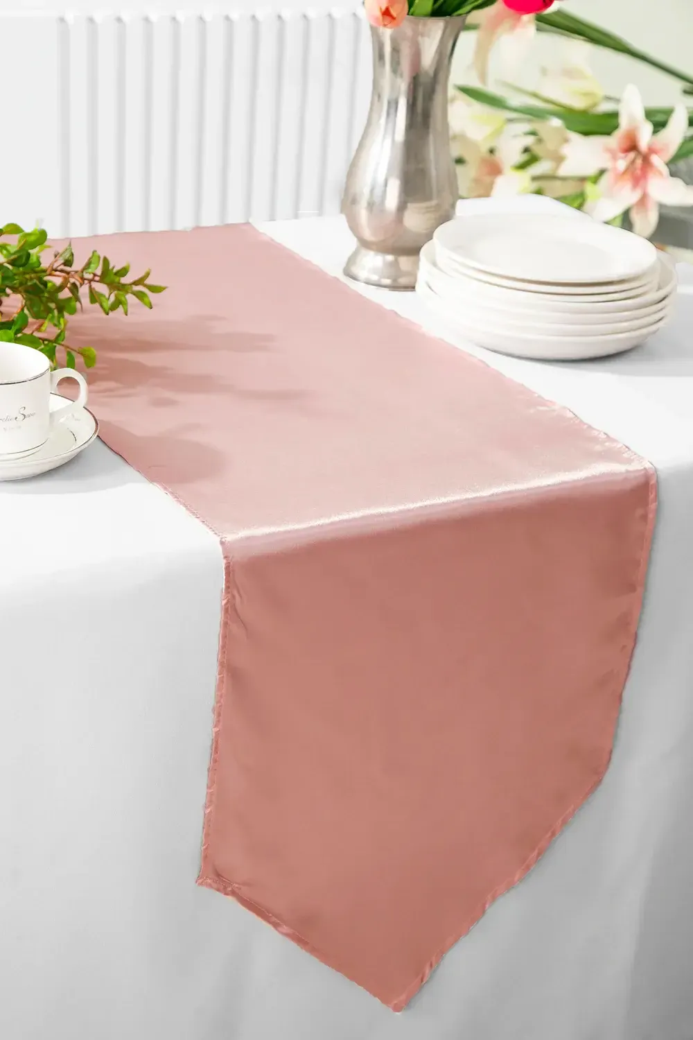 Dusty Rose Satin Table Runners