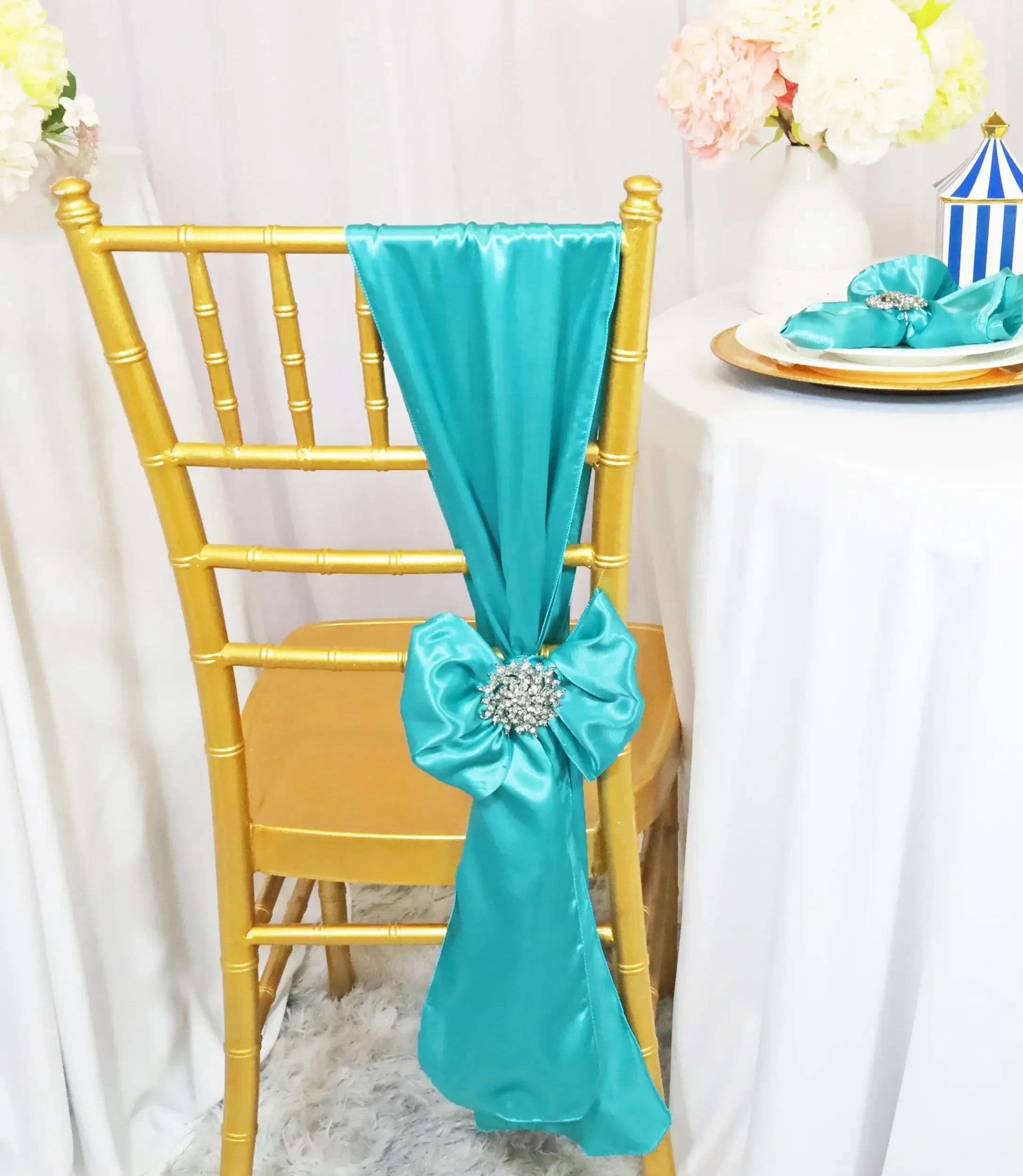 Pool Blue Satin Sashes