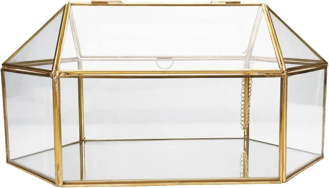 Glass Gold Prism Card Box
