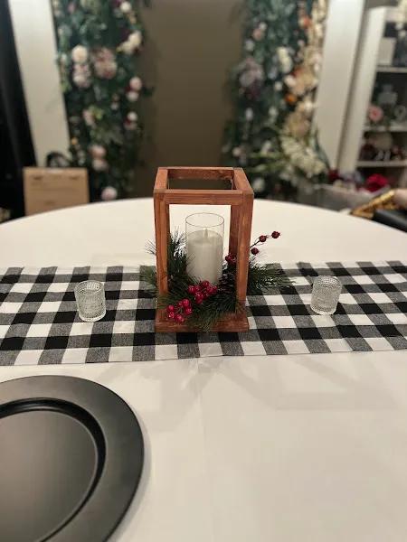 Wood Lantern with Pine Wreath and Candle