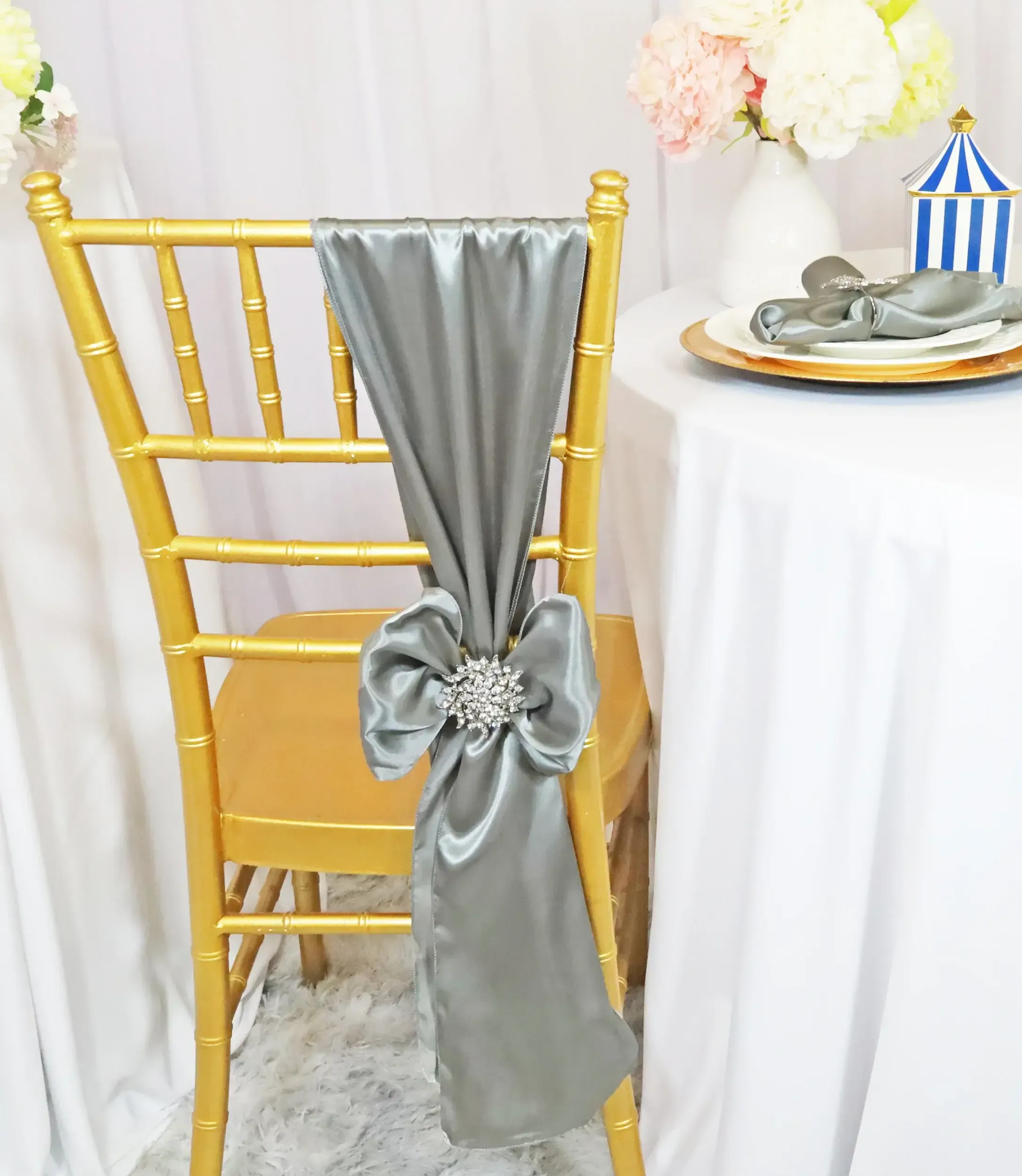 Silver Satin Sashes